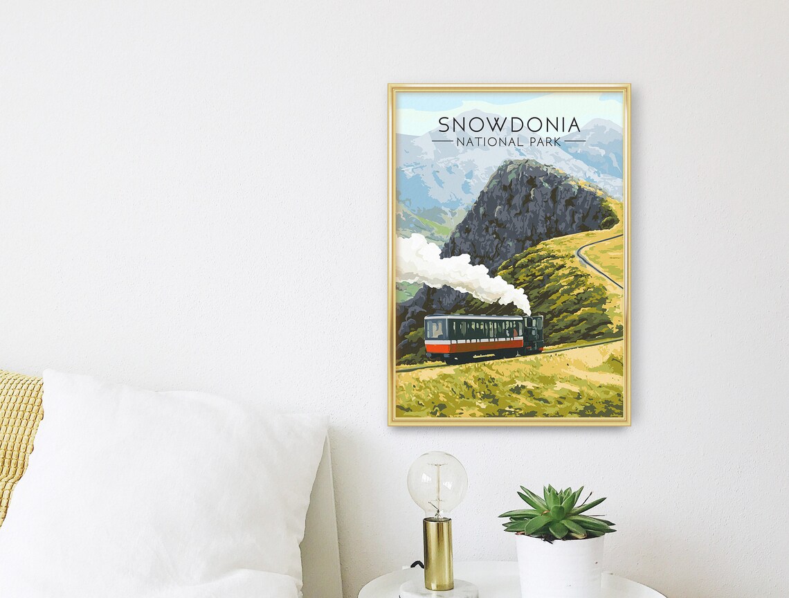 Snowdonia National Park Travel Poster, Wales Steam Train - Image 3