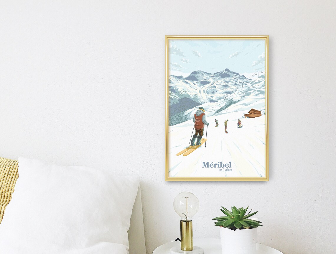 Meribel Ski Resort Vintage French Alps Travel Poster - Image 3