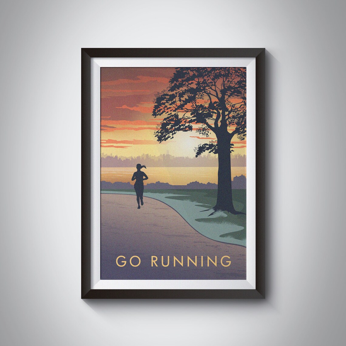 Go Running Travel Poster, Retro Outdoor Hobby Art