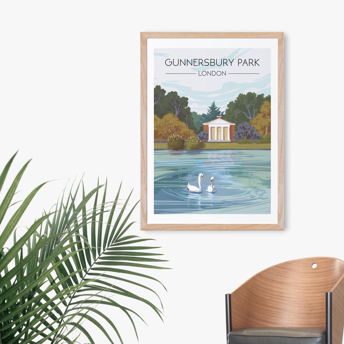 Gunnersbury Park Doric Temple Swans London England Travel Poster - Image 4