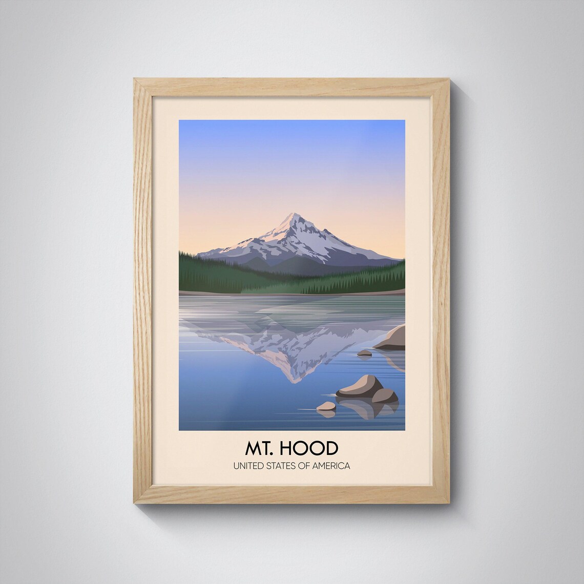 Mount Hood Usa Travel Poster Mount Hood Wall Art Mount Hood Poster Mount Hood Framed Print Oregon Wall Art Mountain Poster Art - Image 3