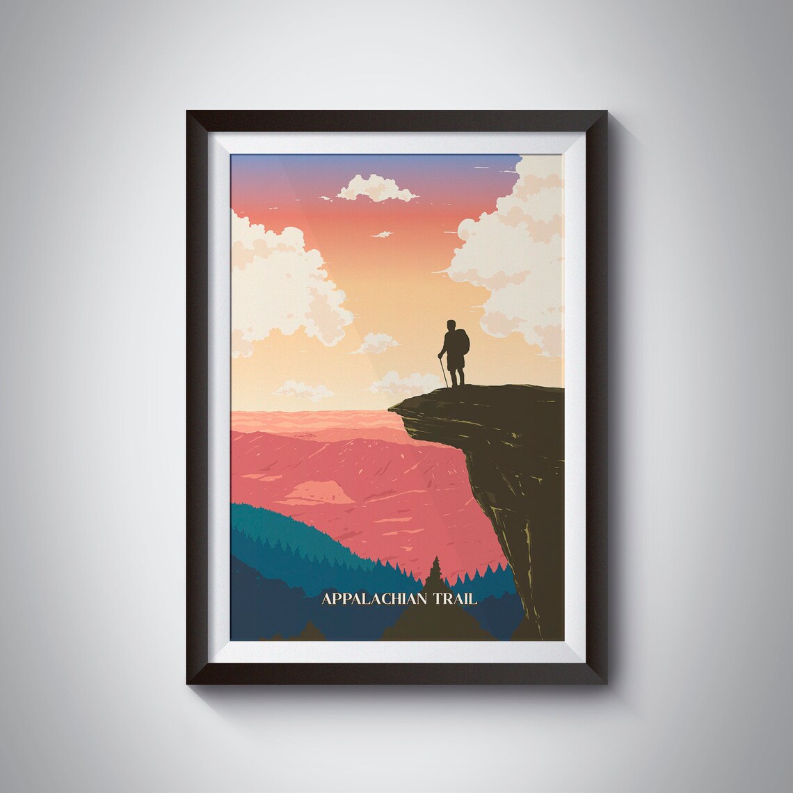 Appalachian Trail Travel Print, McAfee Knob Map Art