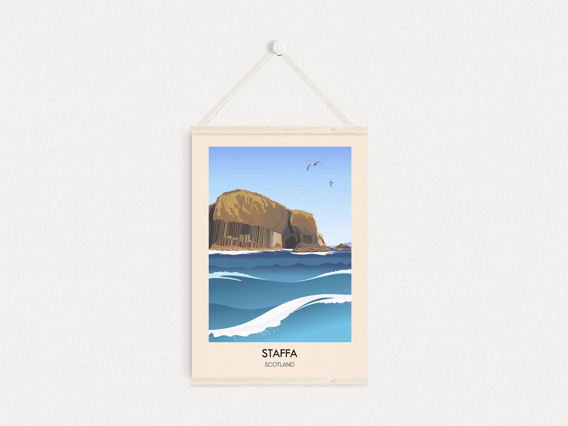 Staffa Scotland Travel Poster, Inner Hebrides Cave - Image 4