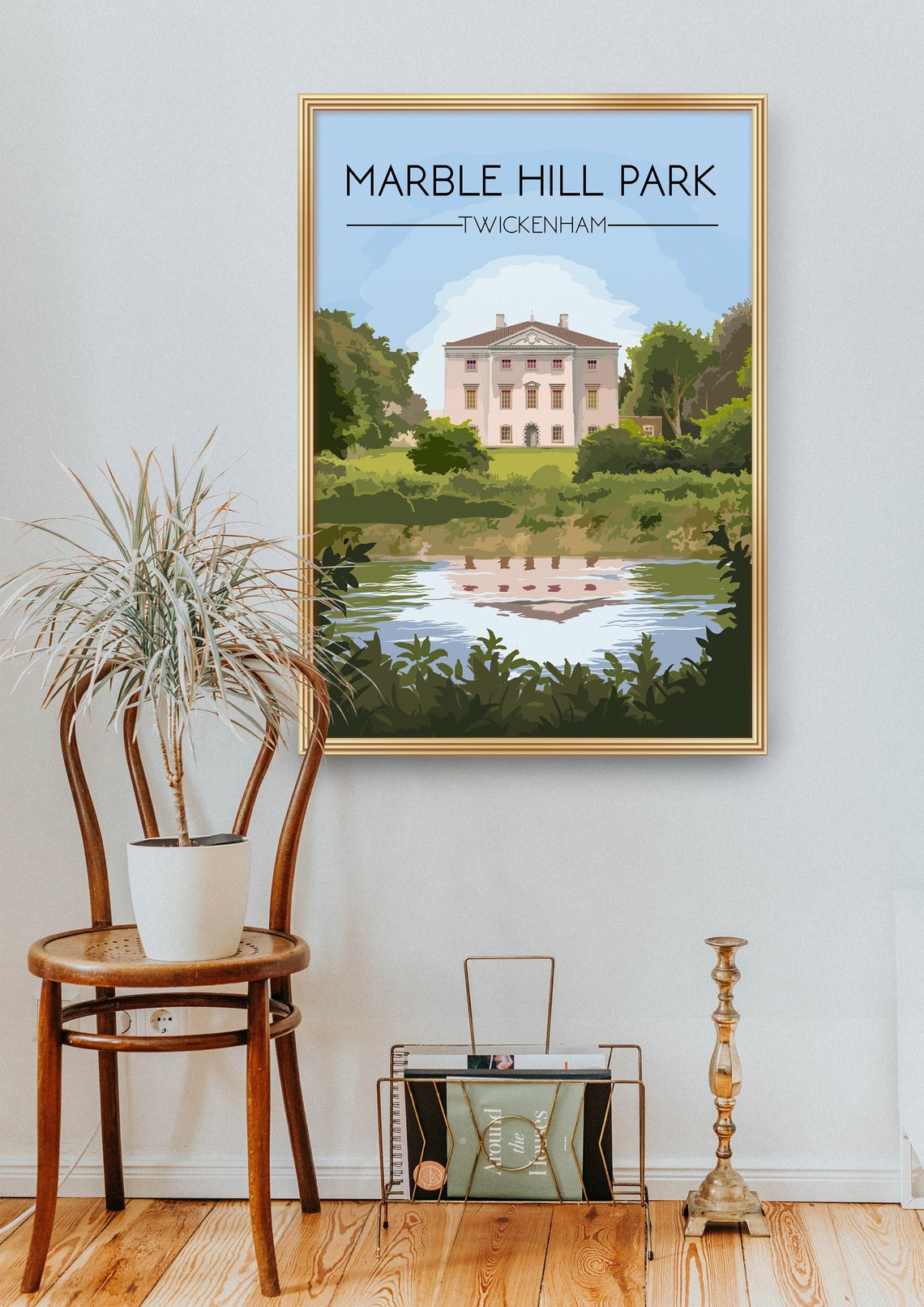 Marble Hill Park Twickenham Mansion River Reflection Scene Poster - Image 2
