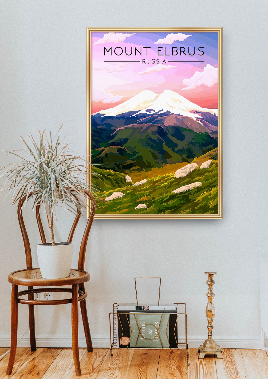Mount Elbrus Russia Sunset Behind Snow Capped Peaks Travel Poster - Image 4
