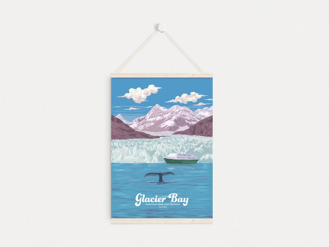 Glacier Bay National Park And Preserve Poster Alaska Juneau Usa Travel Print Johns Hopkins Glacier Unesco Retro Wall Art Travel Gift - Image 4