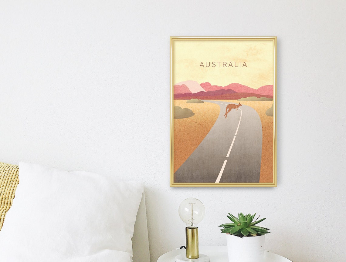 Australia Outback Kangaroo Desert Highway Road Trip Sunset Poster - Image 3
