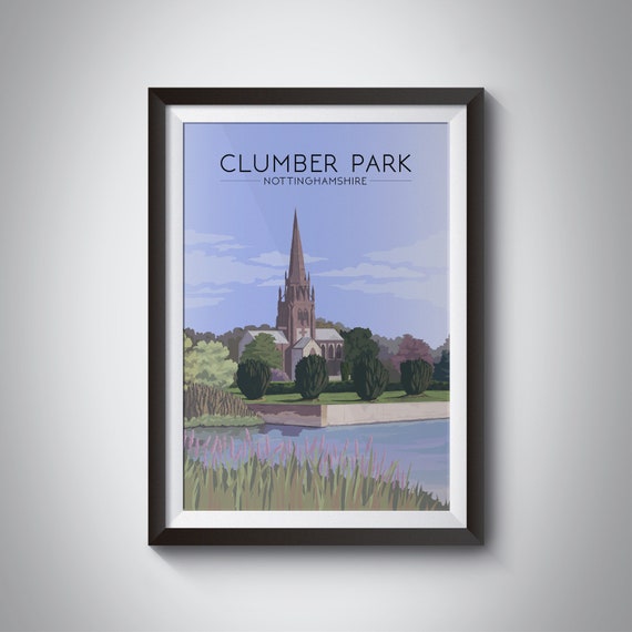 Clumber Park Poster Nottinghamshire Dukeries Worksop National Trust Vintage Travel Print Gothic Chapel Sheffield Nottingham Wall Art