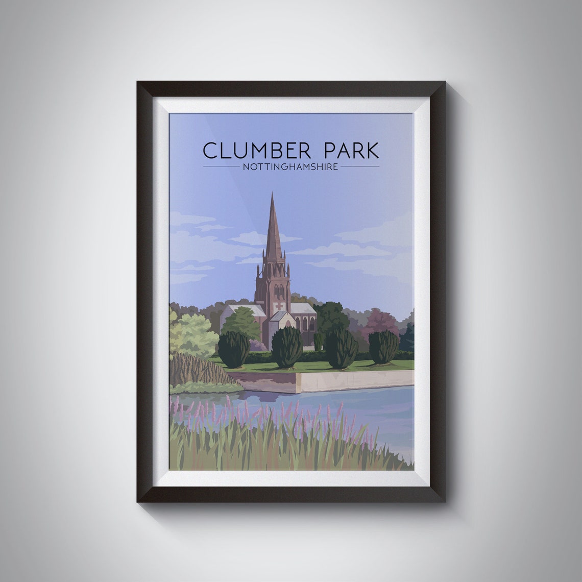 Clumber Park Gothic Chapel Nottinghamshire Vintage Travel Poster