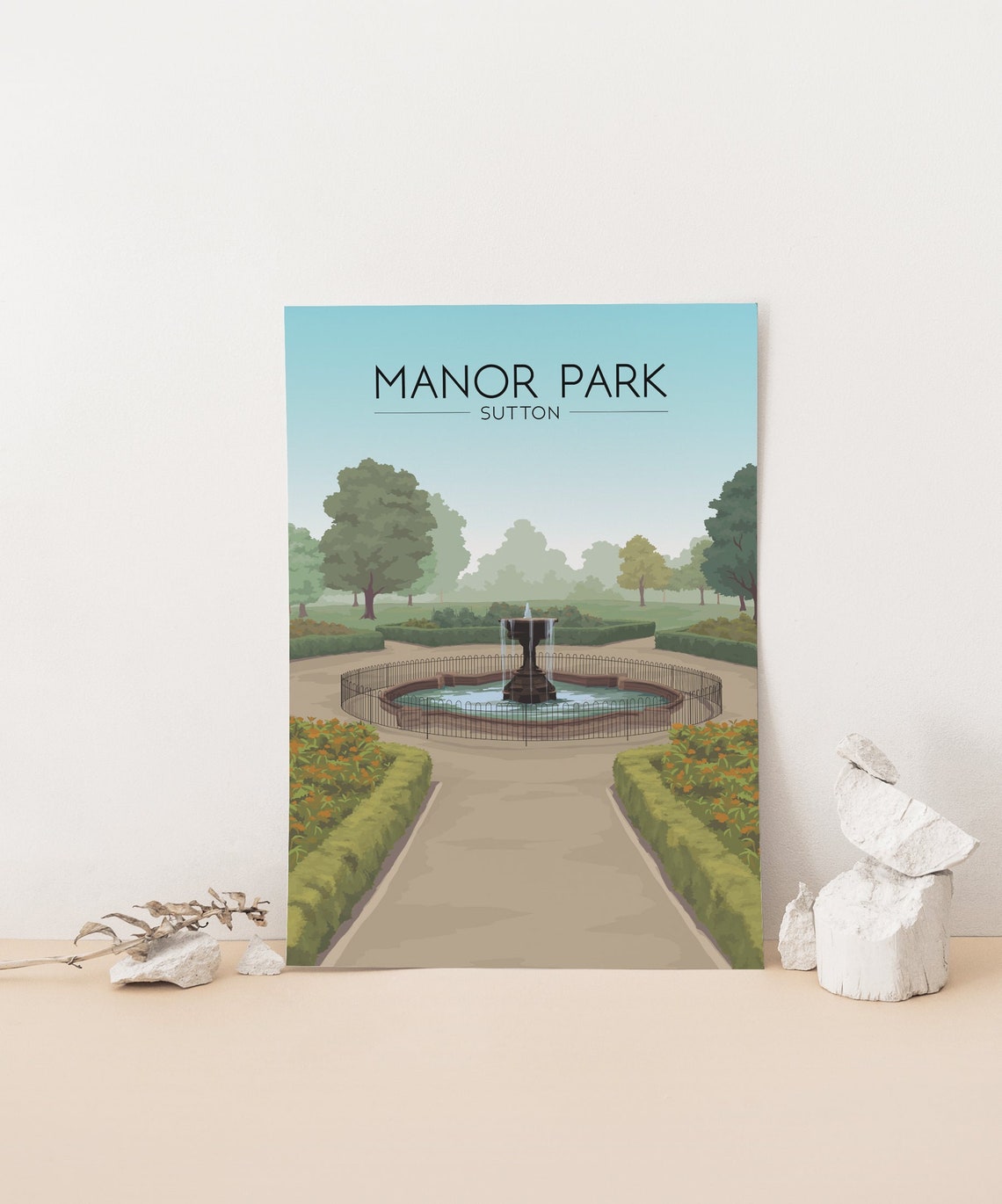 Manor Park Sutton Fountain Gardens Pathway Bloom Scene Poster - Image 4