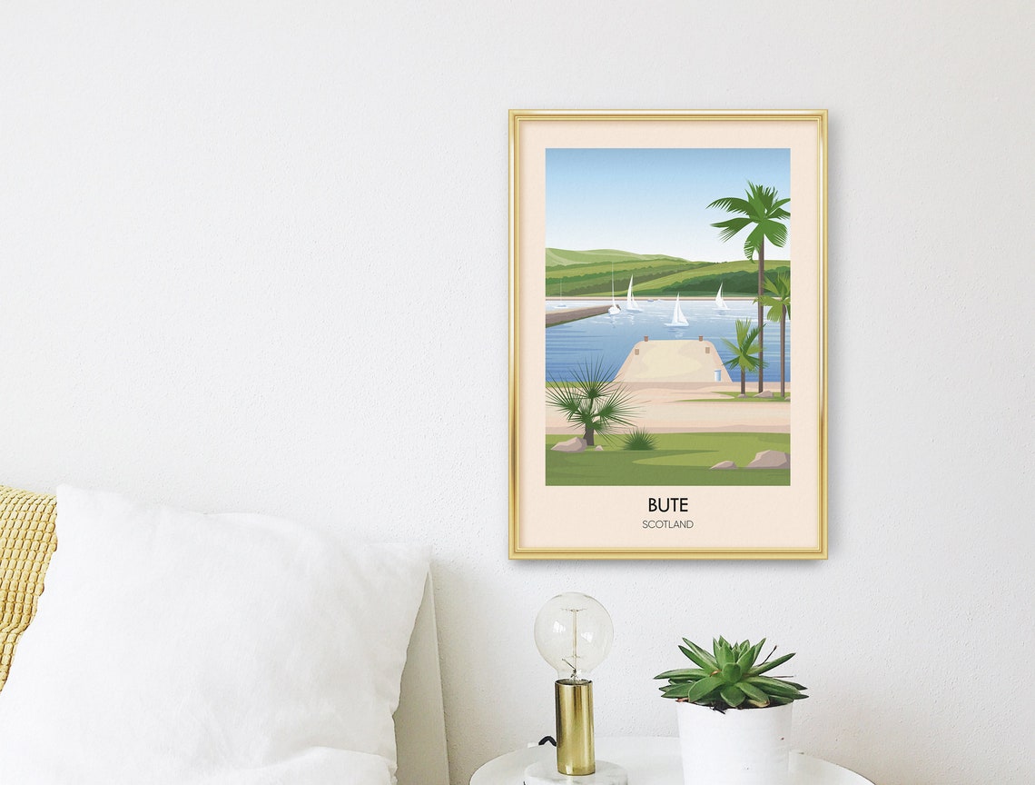 Bute Poster Scotland Isle Of Bute Islands Of The Firth Of Clyde Vintage Travel Print Scottish Islands Hiking Arran Framed Art Print - Image 3
