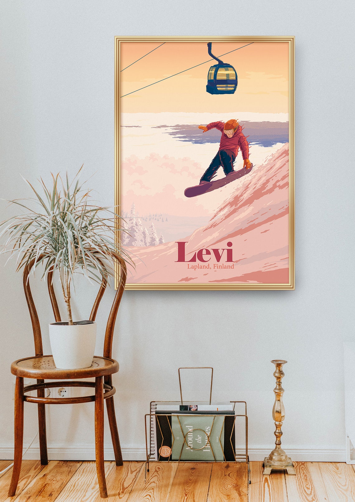 Levi Lapland Finland Arctic Snowboarding Winter Travel Poster - Image 2