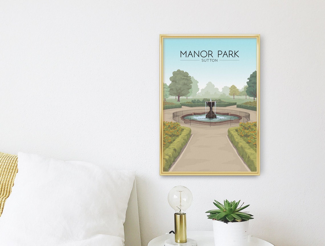 Manor Park Sutton Fountain Gardens Pathway Bloom Scene Poster - Image 3
