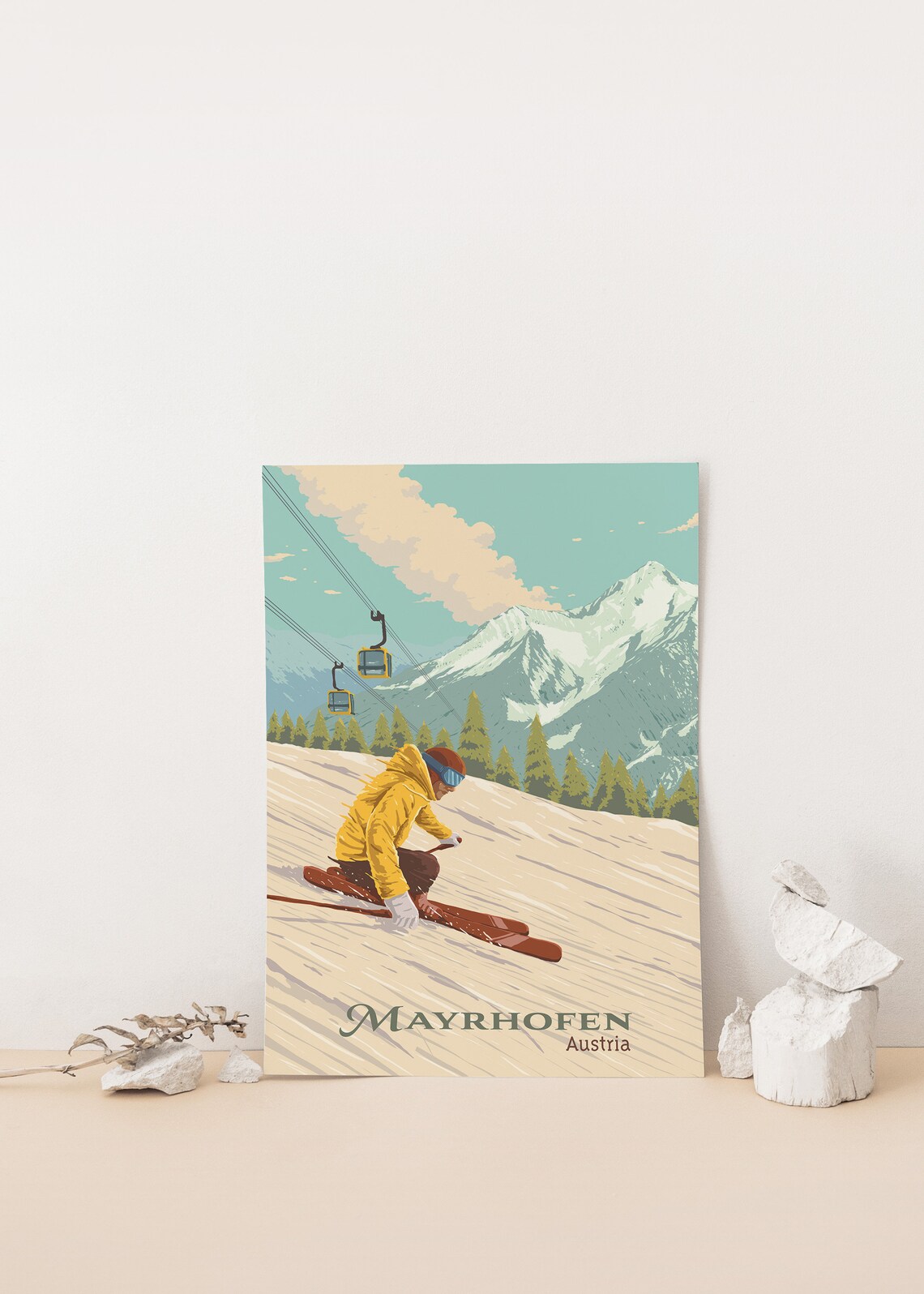 Mayrhofen Vintage Ski Resort Travel Poster - Image 4