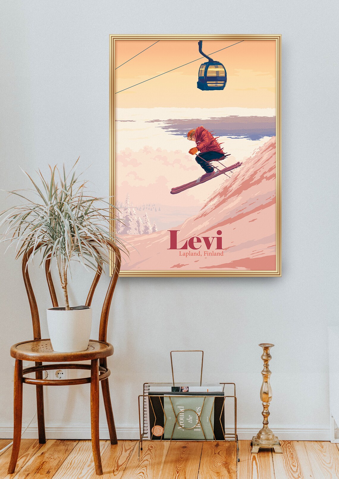 Levi Lapland Finland Arctic Sunset Skiing Vintage Travel Poster - Image 2
