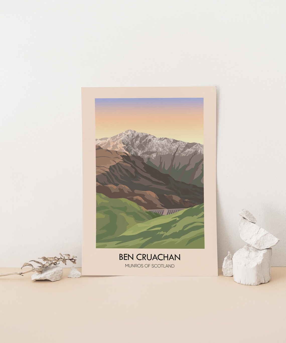 Ben Cruachan Munros Of Scotland Dam Valley Vintage Travel Poster - Image 4