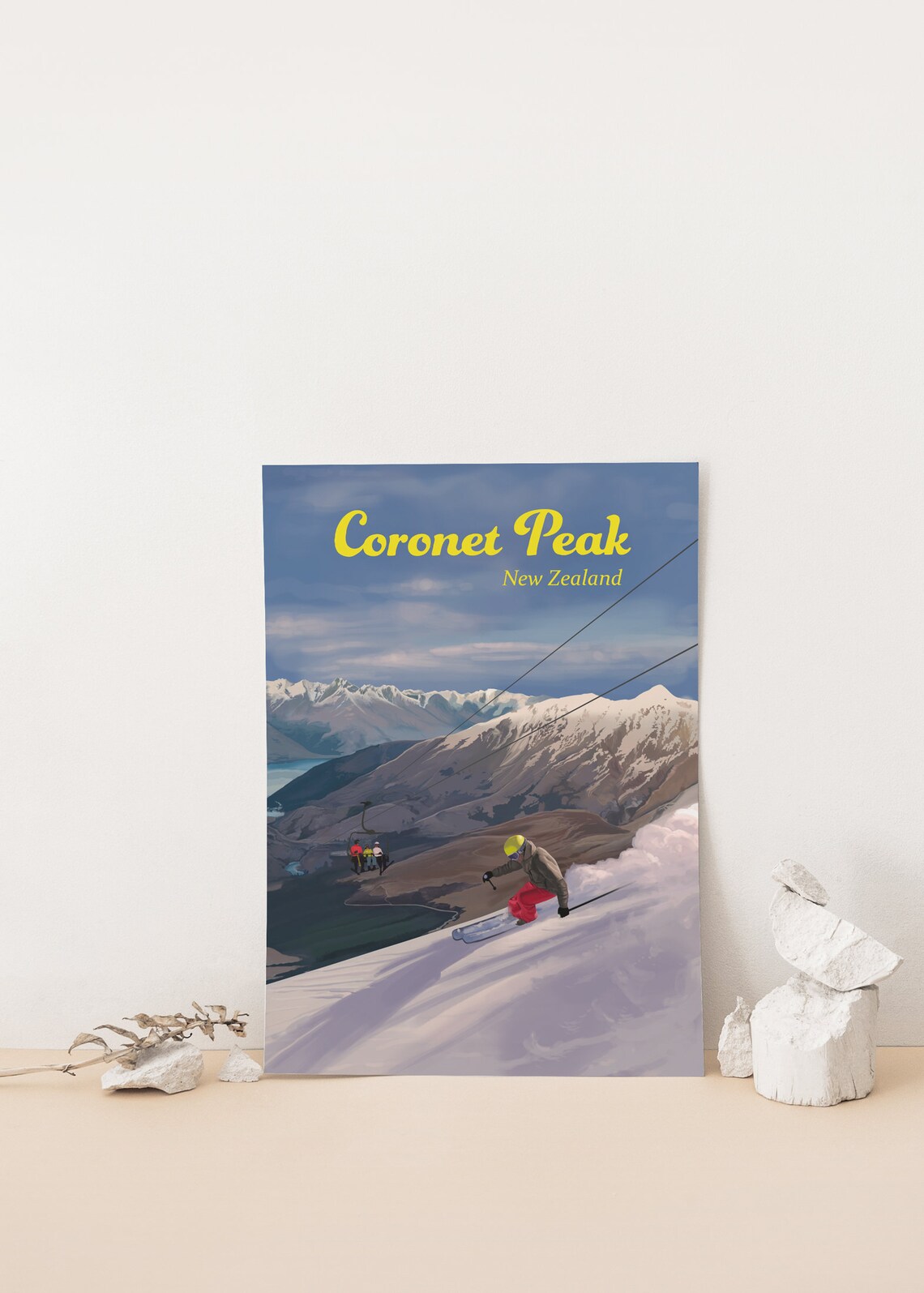 Coronet Peak Queenstown New Zealand Travel Poster - Image 4