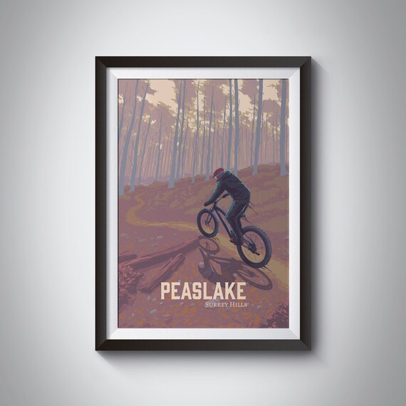 Peaslake Mountain Biking Poster Surrey Hills Mtb Holmbury Hill Pitch Hill Mountain Bike Trails Cycling Gift Enduro Singletrack
