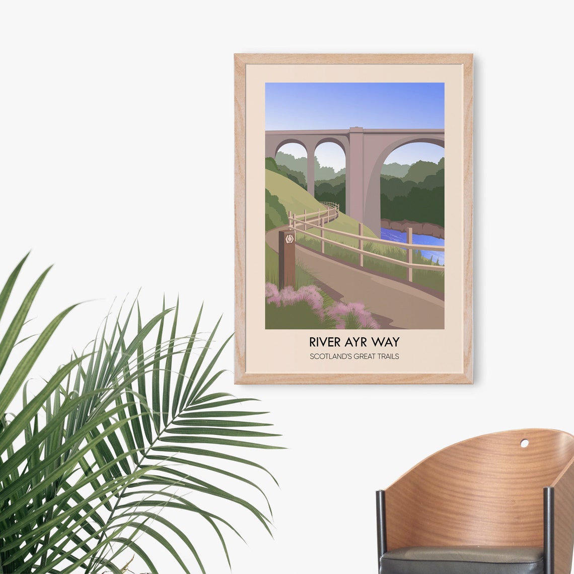 River Ayr Way Scotland's Great Trails Stone Viaduct Travel Poster - Image 2