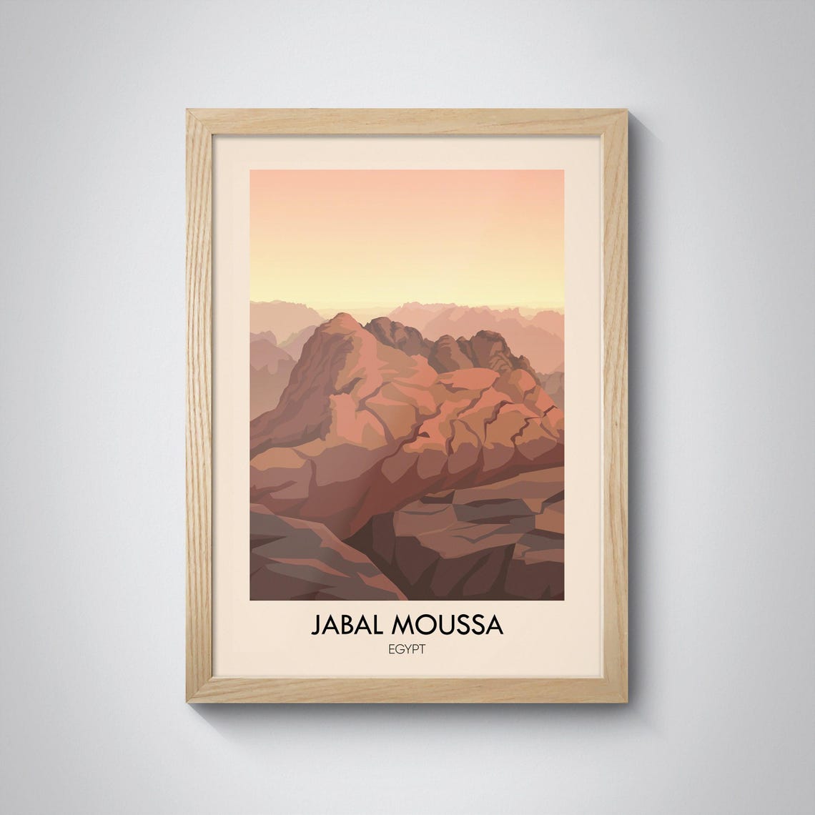 Jabal Moussa Egypt Desert Mountain Sunrise Minimalist Travel Poster - Image 3
