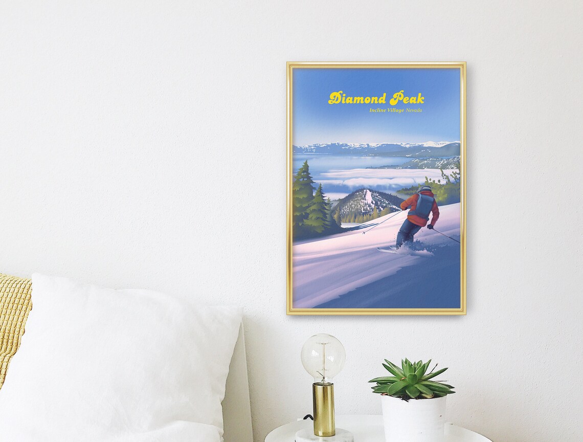 Diamond Peak Ski Resort Vintage Travel Poster - Image 3