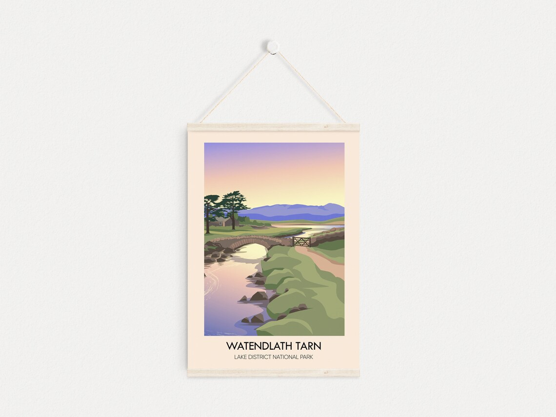 Watendlath Tarn Lake District National Park Packhorse Bridge Sunset Travel Poster - Image 3