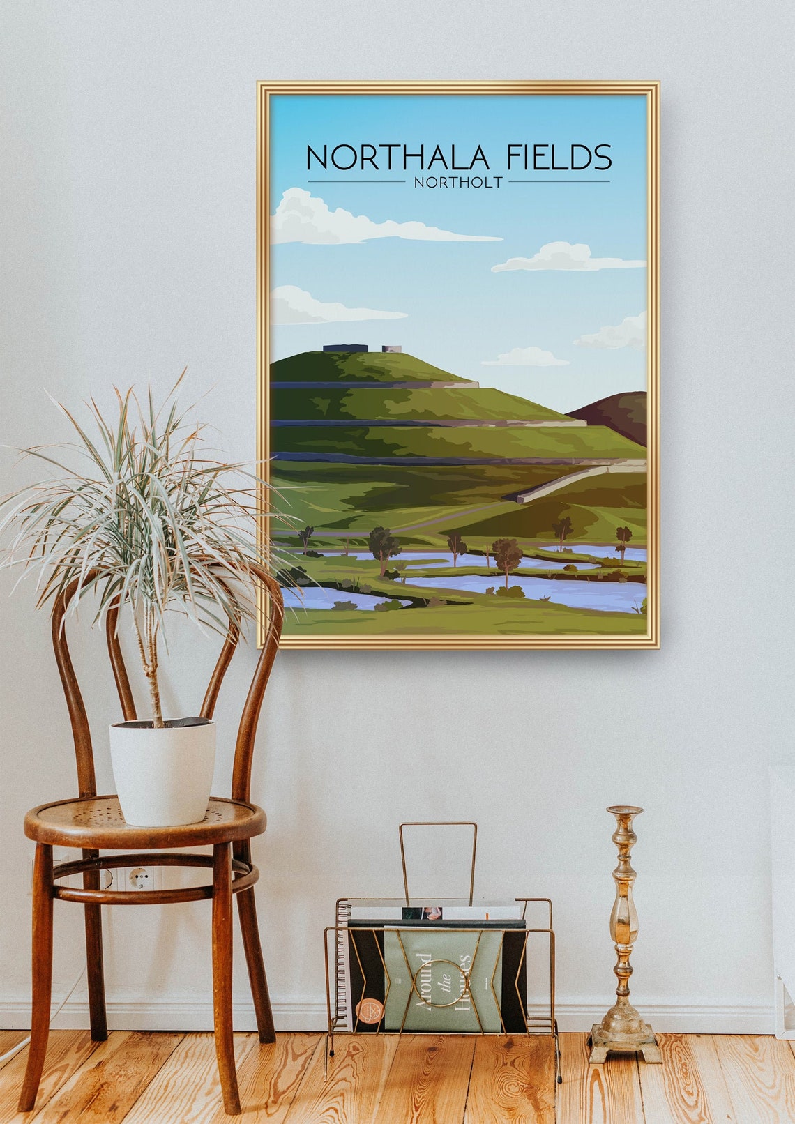Northala Fields Northolt Terraced Hills London Retro Travel Poster - Image 2
