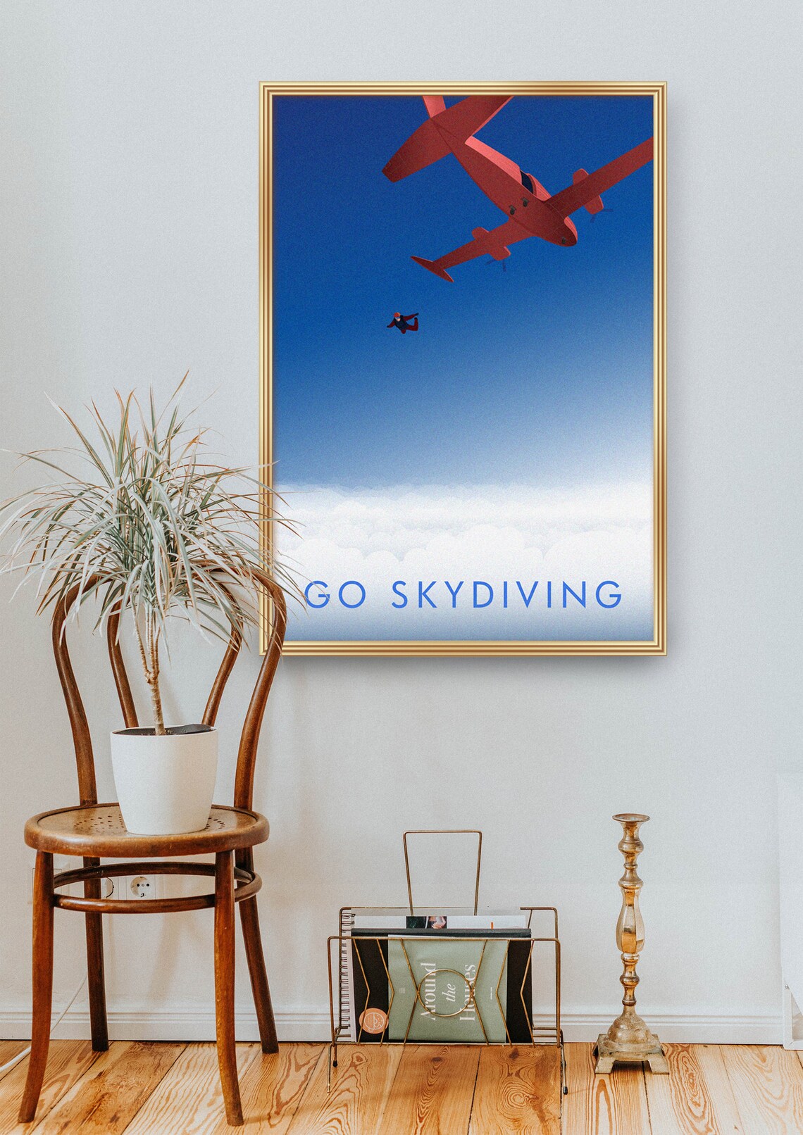 Go Skydiving Retro Travel Poster, Adventure Print - Image 2