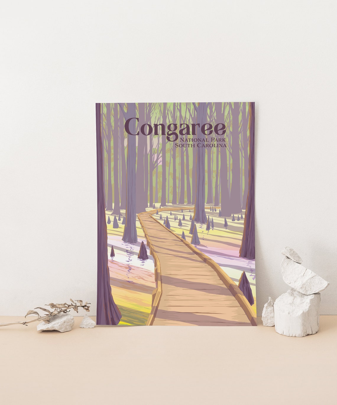 Congaree National Park Cypress Boardwalk Swamp Vintage Poster - Image 4