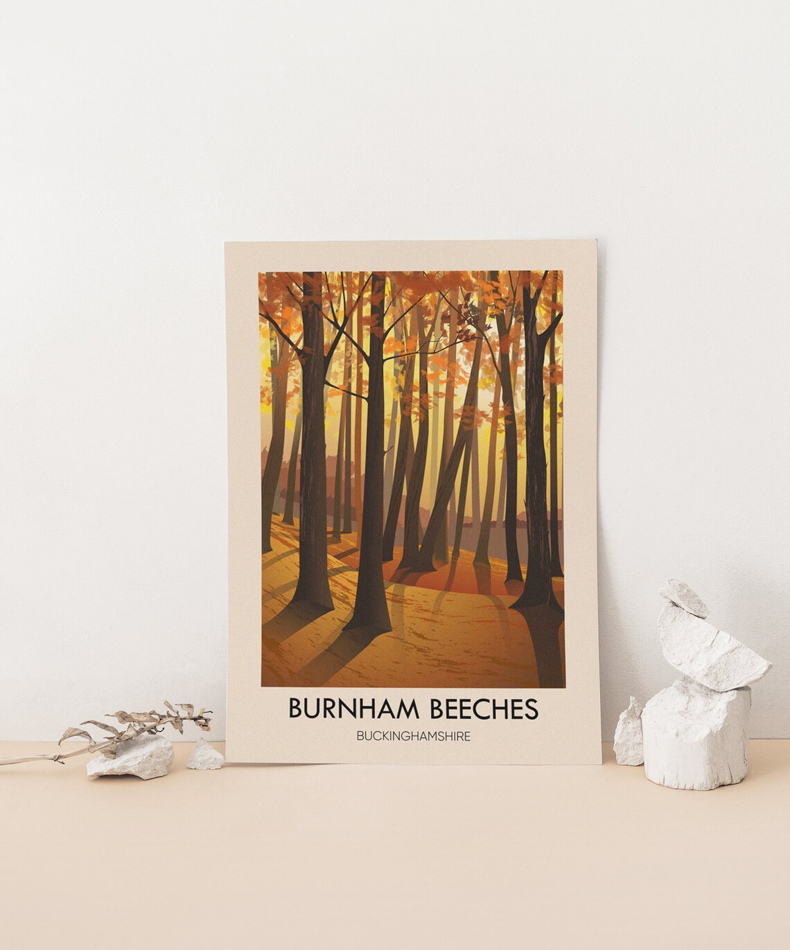 Burnham Beeches Buckinghamshire Autumn Woodland Vintage Travel Poster - Image 3