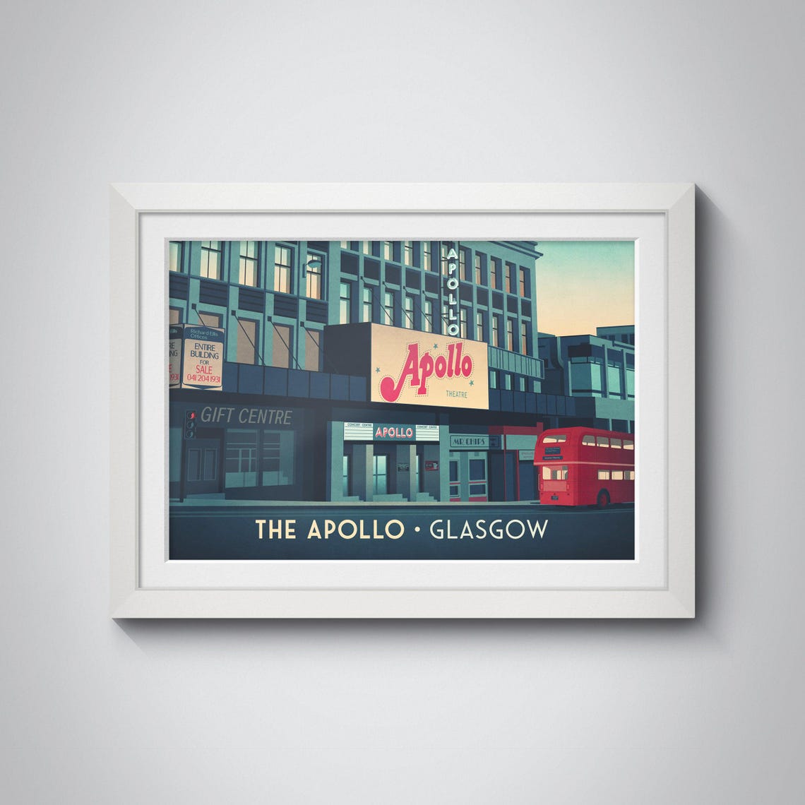 The Apollo Glasgow Theatre Marquee Red Bus Night Travel Poster - Image 4