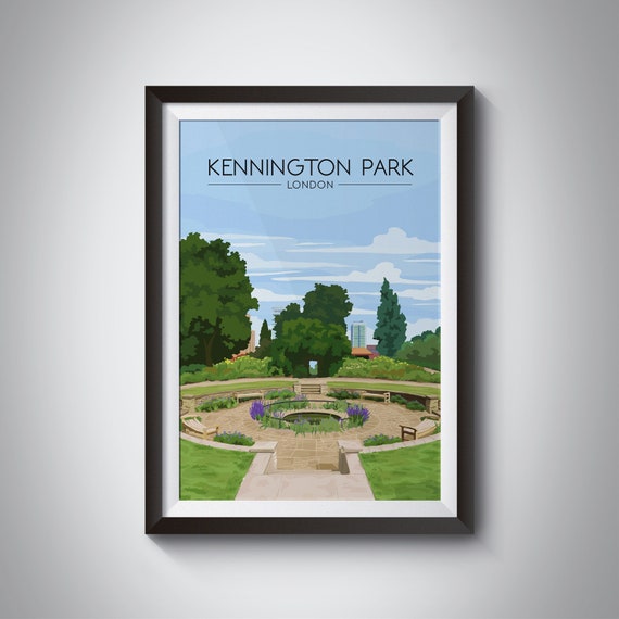 Kennington Park Poster London Travel Print South London Flower Garden Lambeth Oval Cricket Ground Vauxhall Se11 Framed Wall Art Gift