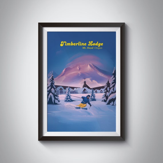 Timberline Lodge Ski Resort Poster Usa Oregon Mount Hood Portland Vintage Ski Print The Shining Movie Snowboarding Retro Skiing Art