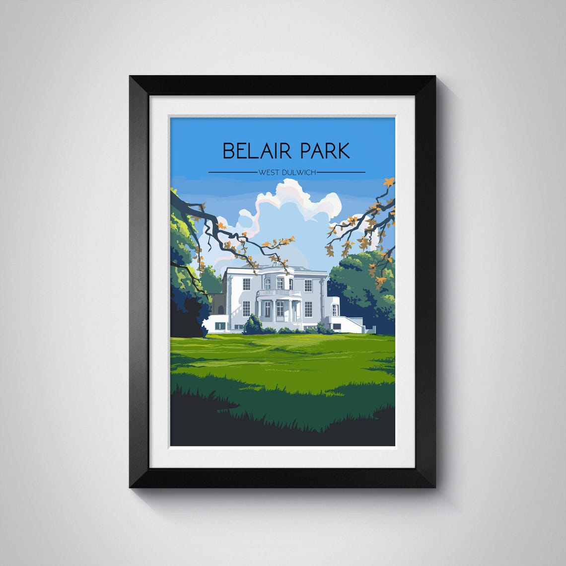 Belair Park Poster West Dulwich London Travel Print Belair House London Dulwich Park London Park Wall Art South East London Gift