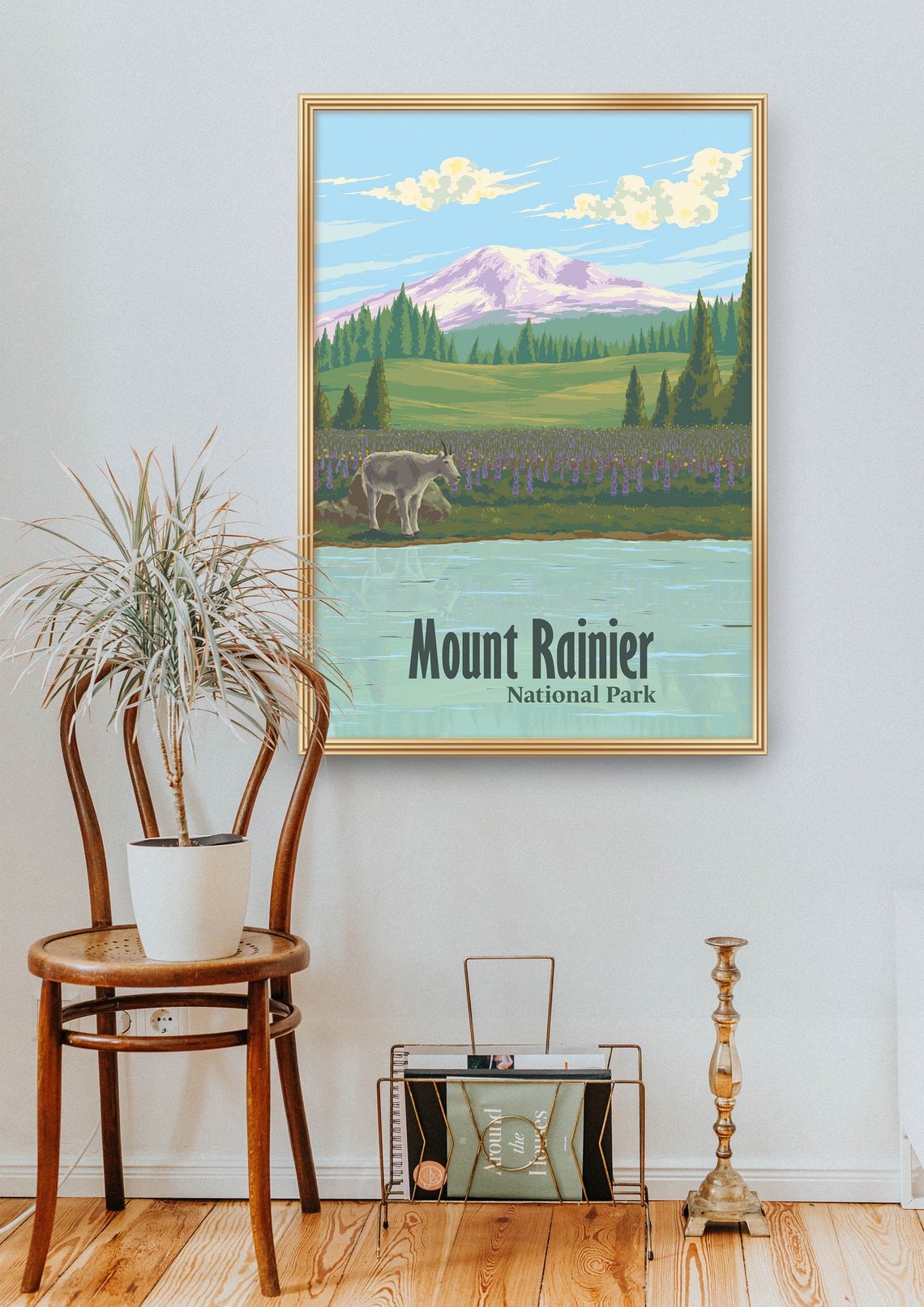 Mount Rainier National Park Mountain Goat Lake Vintage Poster - Image 2