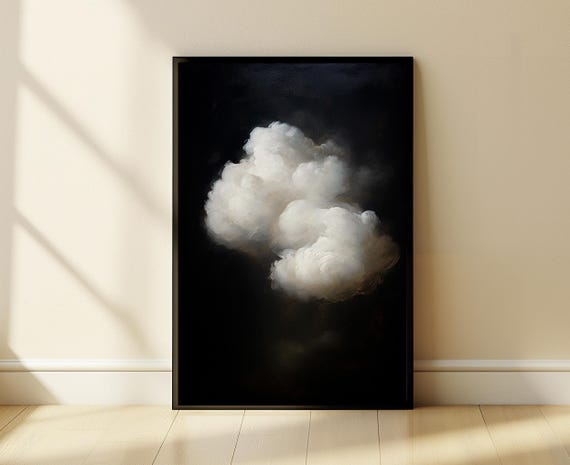 Bidtheewell Lonely Cloud Framed Wall Art Print Abstract Large Gallery Minimal Ready To Hang New House Gift Office