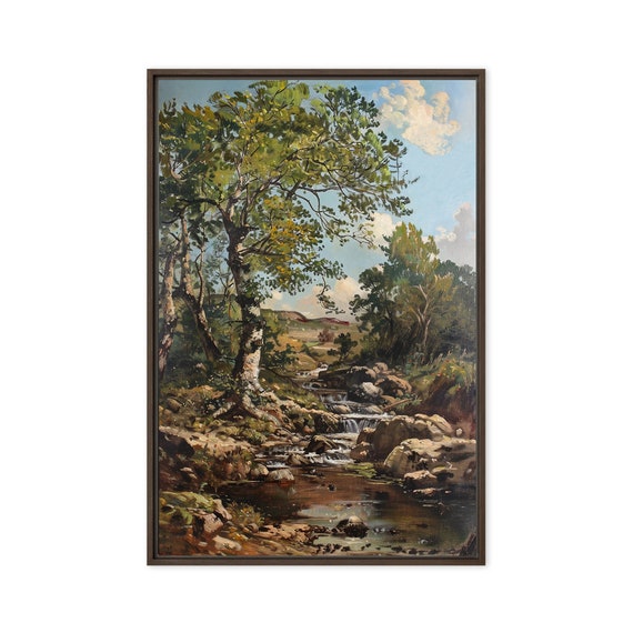 Bidtheewell Rocky Creek Print Landscape Wall Decor Tree Art Nature Lover New Home Gift Vintage