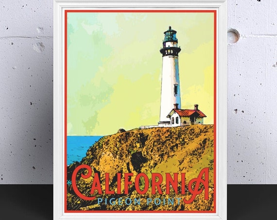 Travel Poster Vintage Style Print Decor Lighthouse Wall Art Vacation Home Souvenir Frame Not Included