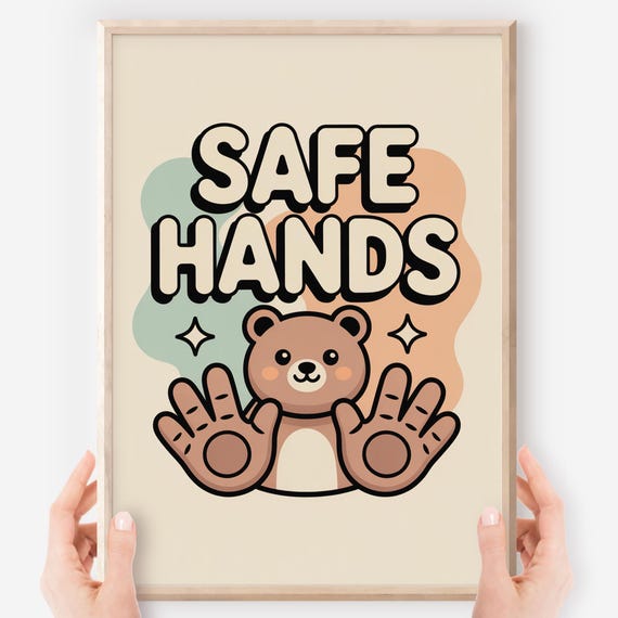 Safe Hands Classroom Poster Sel Bear Print Positive Behavior