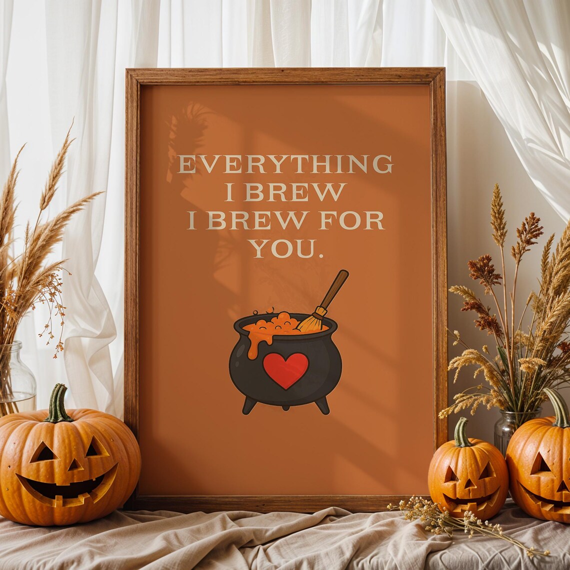 Witchy Coffee Art Print Gothic Halloween Wedding Decor