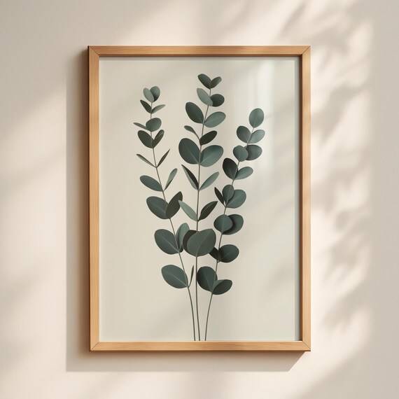 Minimal Eucalyptus Print Modern Botanical Wall Art