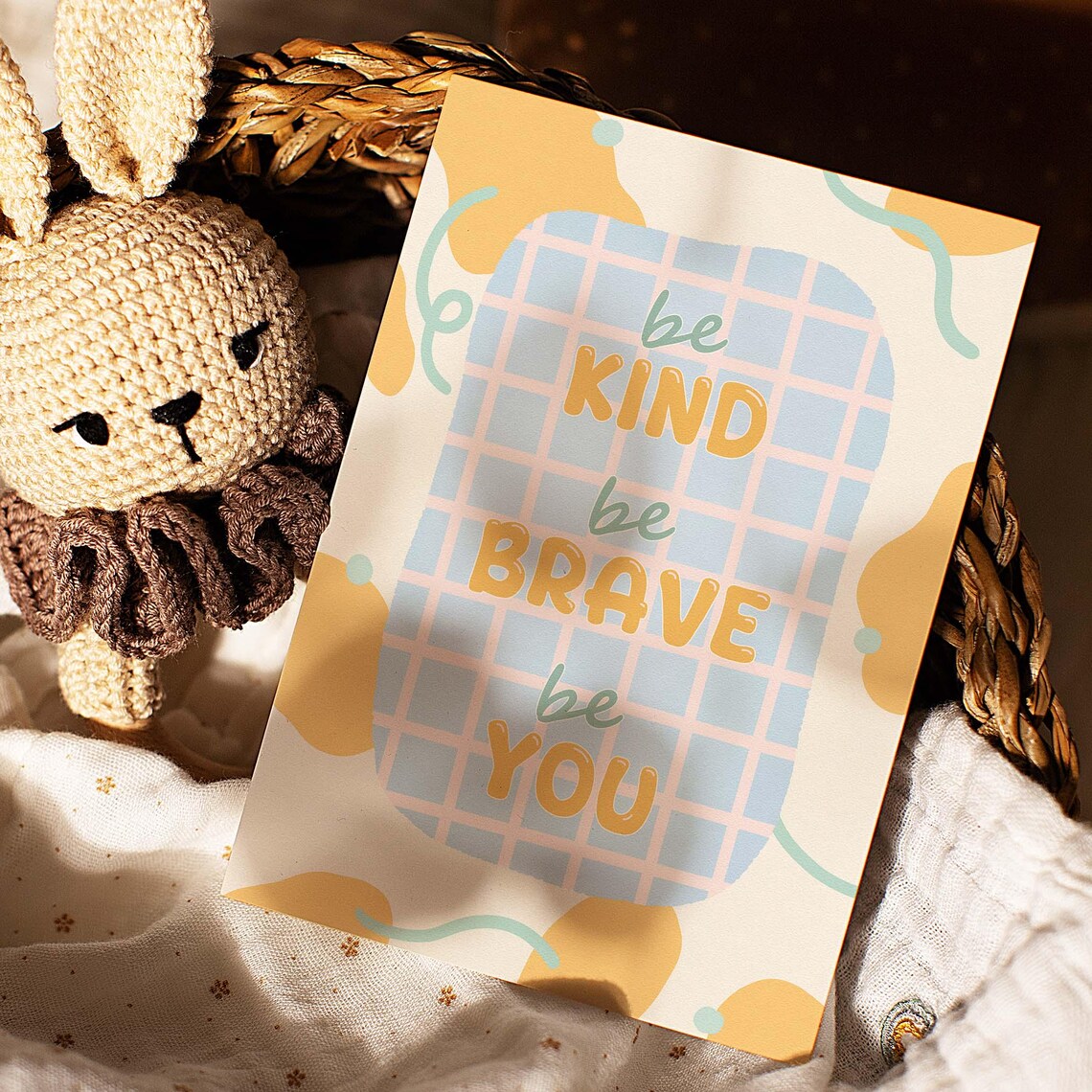 Be Kind Be Brave Be You Inspirational Quote Gift Card Positive Keepsake Print