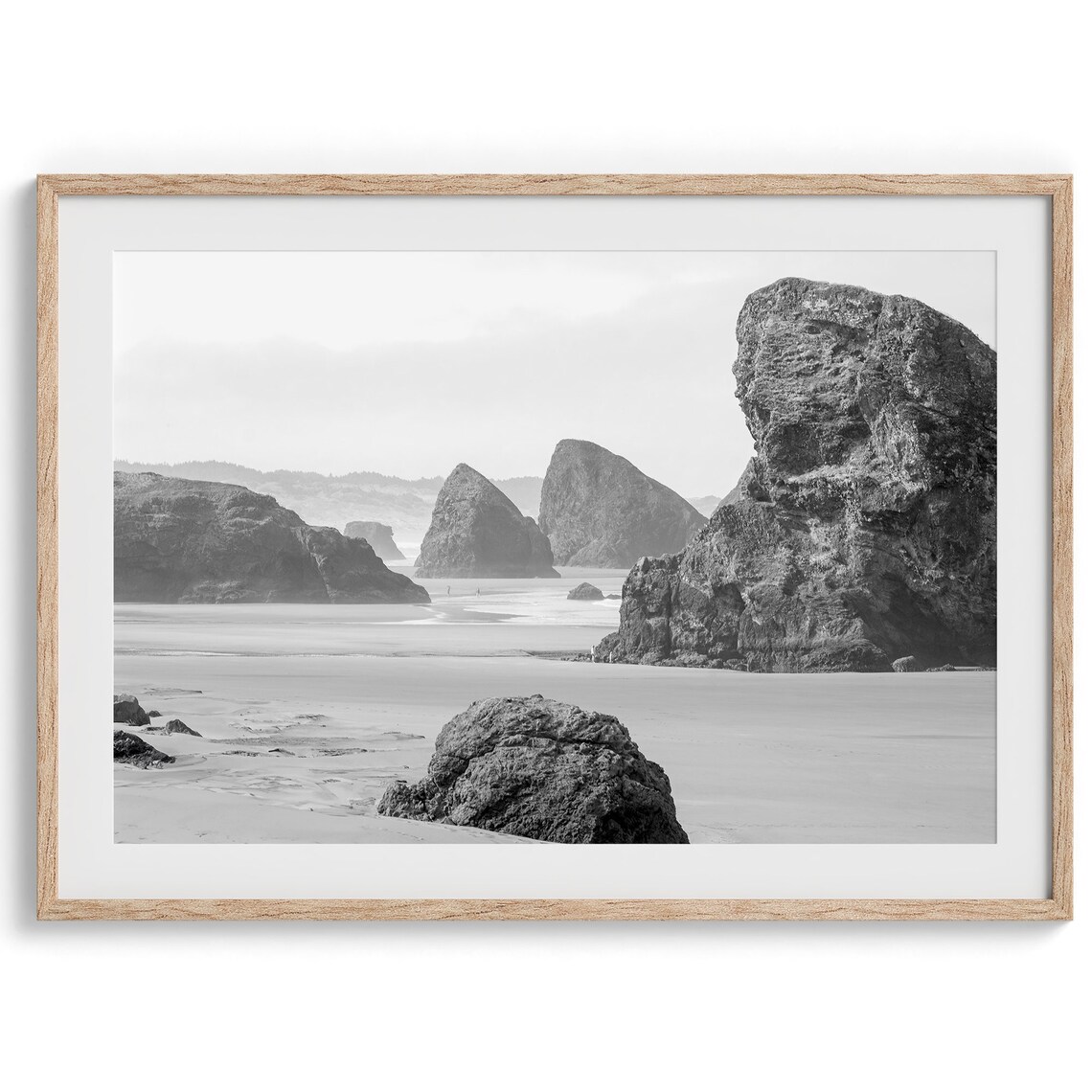 Oregon Beach Black and White Travel Poster