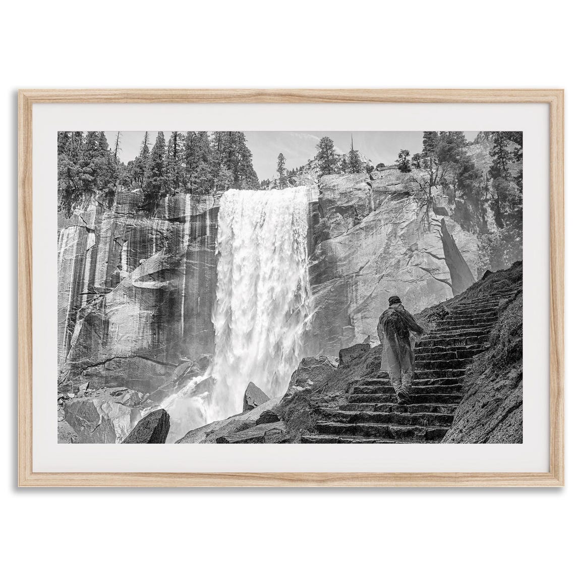 Vernal Falls Yosemite Black and White Photography Waterfall Poster