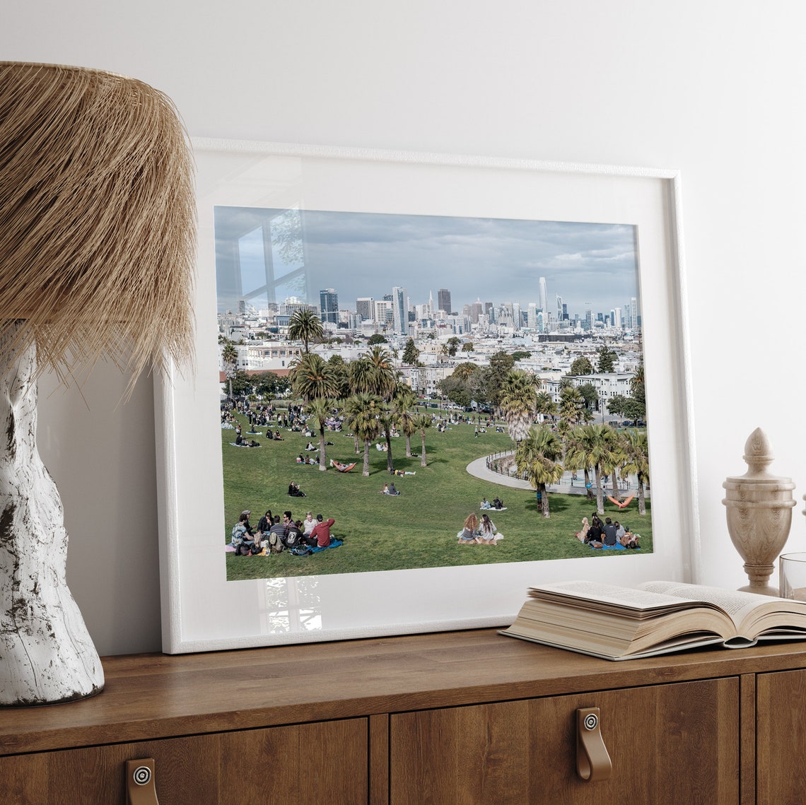 San Francisco Dolores Park Picnic Skyline Palm Trees Day View Poster - Image 5