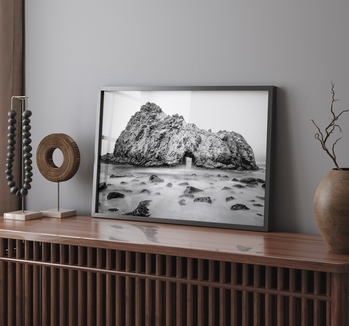 Big Sur Beach Black And White Art Print, Coastal View - Image 2