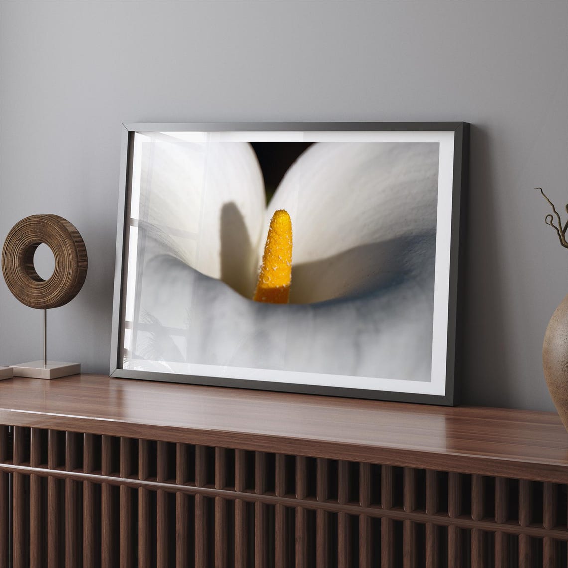 White Calla Lily Macro Golden Center Elegant Botanical Art Print - Image 2