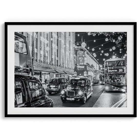 London Street at Christmas, Holiday Wall Art Print