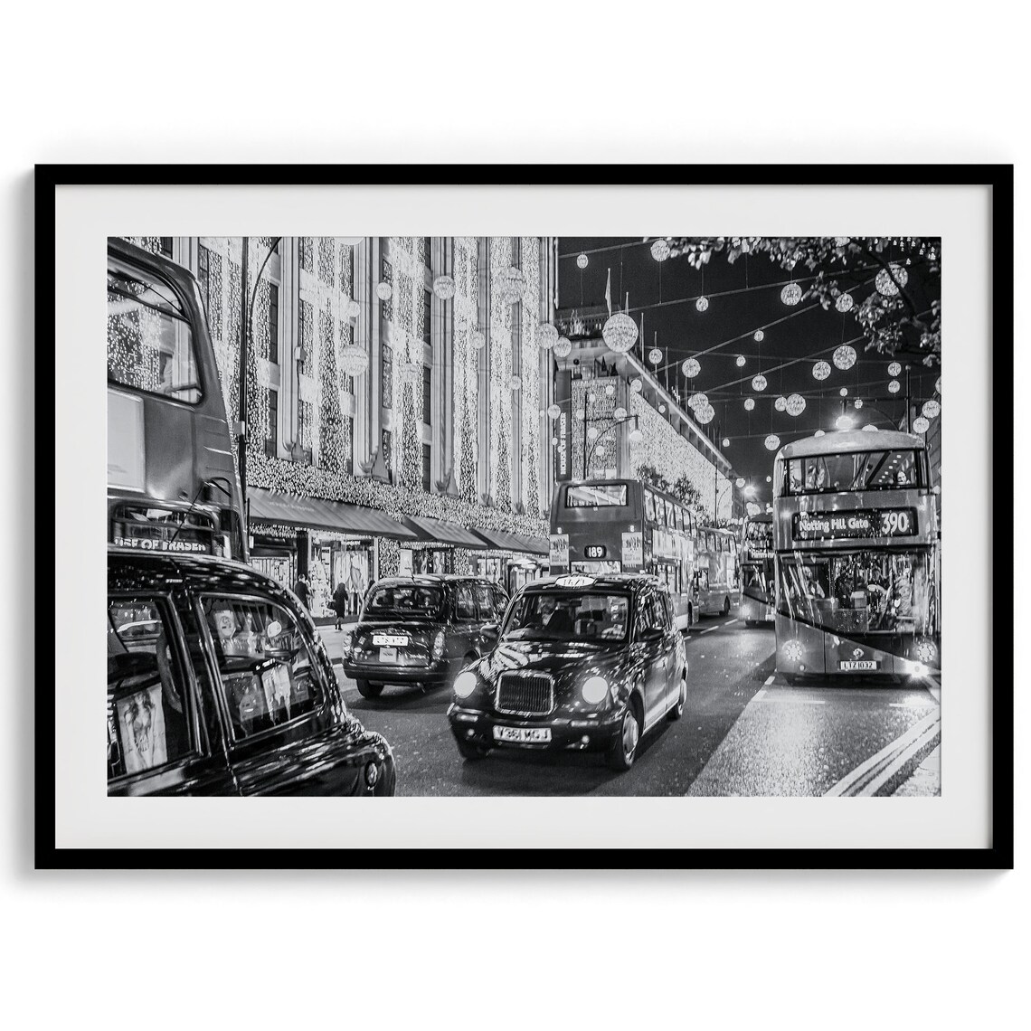 London Street at Christmas, Holiday Wall Art Print