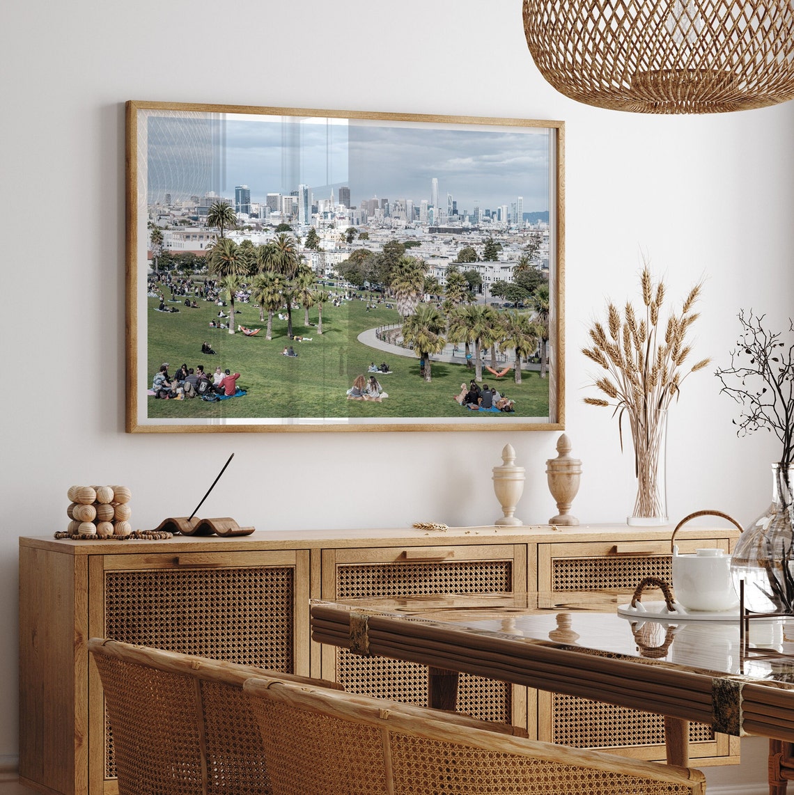 San Francisco Dolores Park Picnic Skyline Palm Trees Day View Poster - Image 4